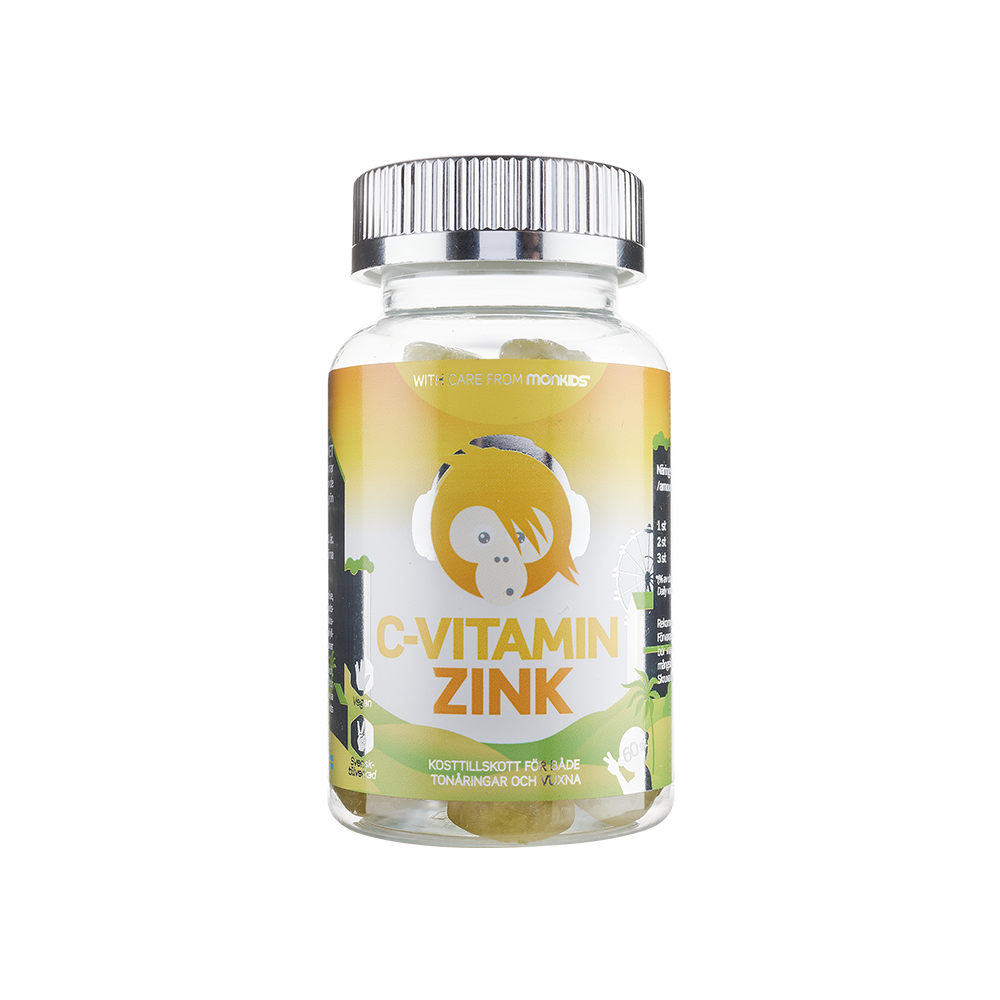 Burk innehållande Monkids C-vitamin + Zink Fruktsmak