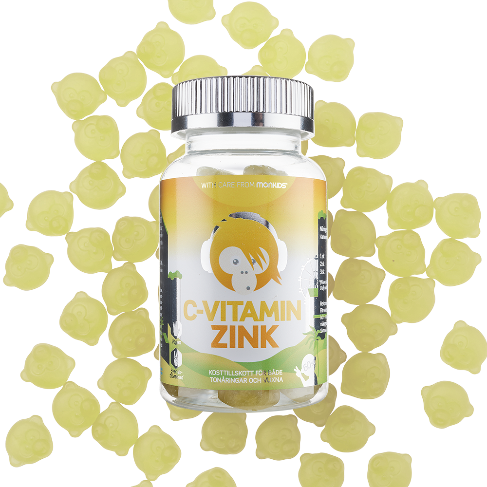 Burk innehållande Monkids C-vitamin + Zink Fruktsmak