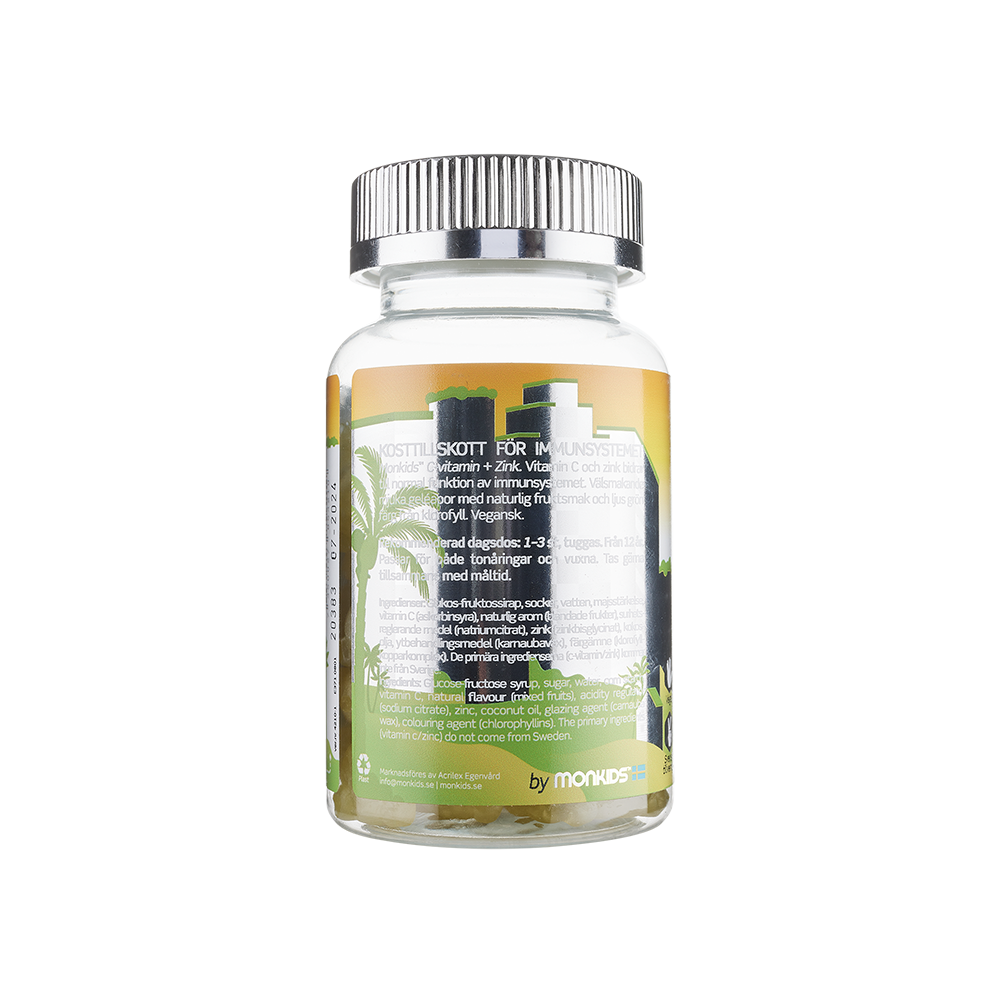 Burk innehållande Monkids C-vitamin + Zink Fruktsmak