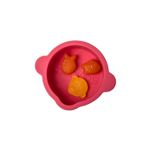Liten söt Monkids skål i silikon mini rosa